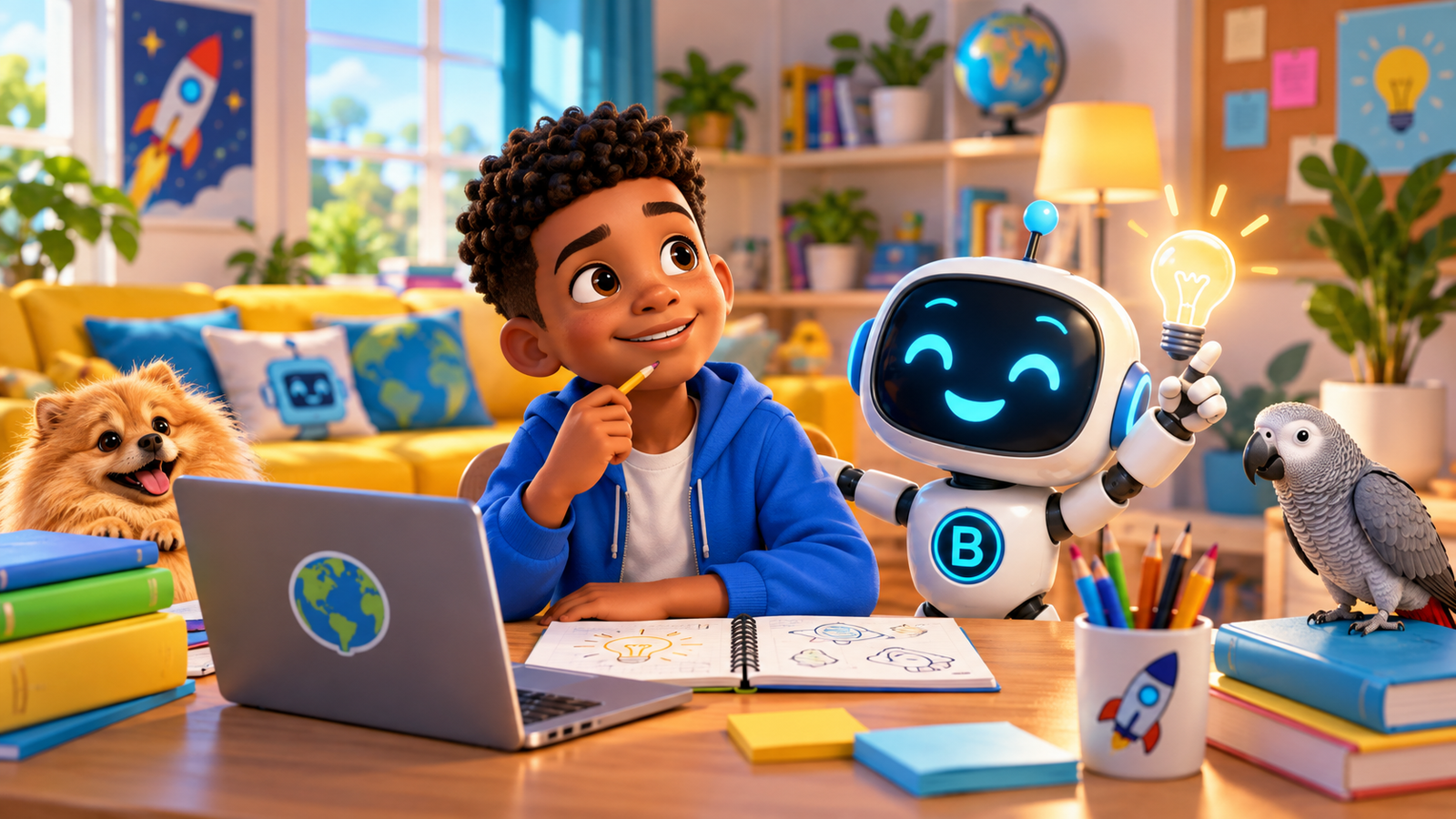 Marcus and Byte exploring and learning with technology together